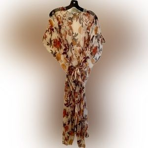 Long Floral front tie cover up